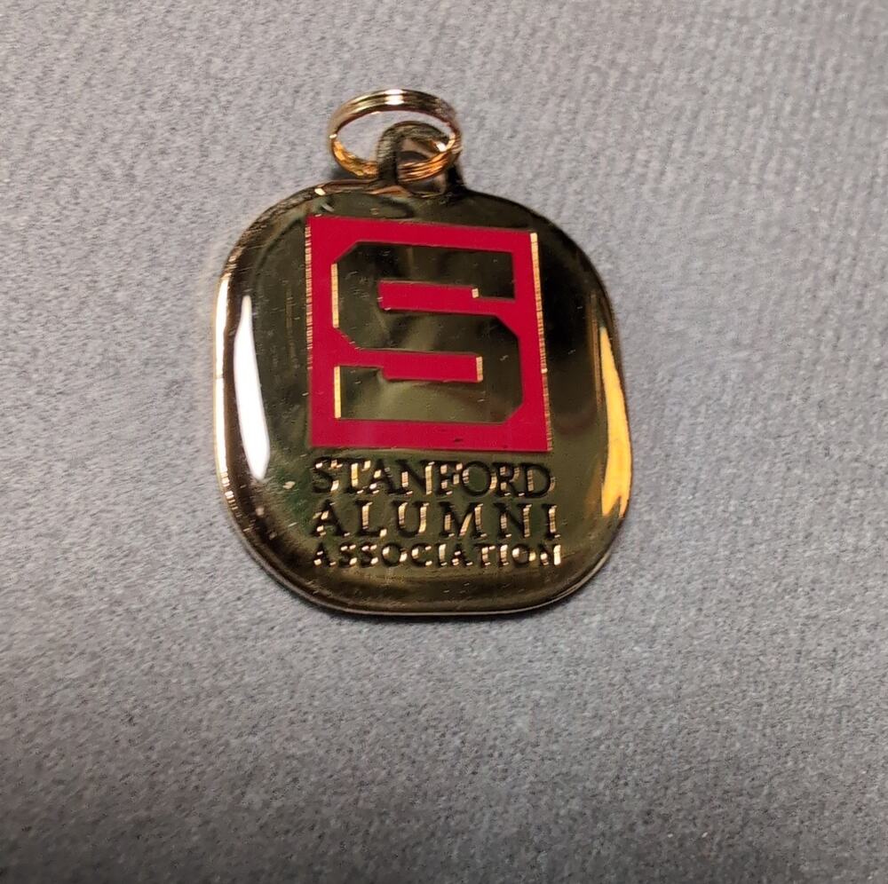Vintage Stanford Alumni Association Keychain Charm Gold Tone Red S Logo Gift